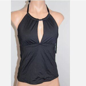 NWT La Blanca Swimsuit Bikini Tankini Top Sz 6 BLK High Neck